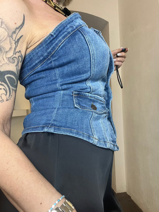 Nueva Vida - Top Elasticizzato In Jeans