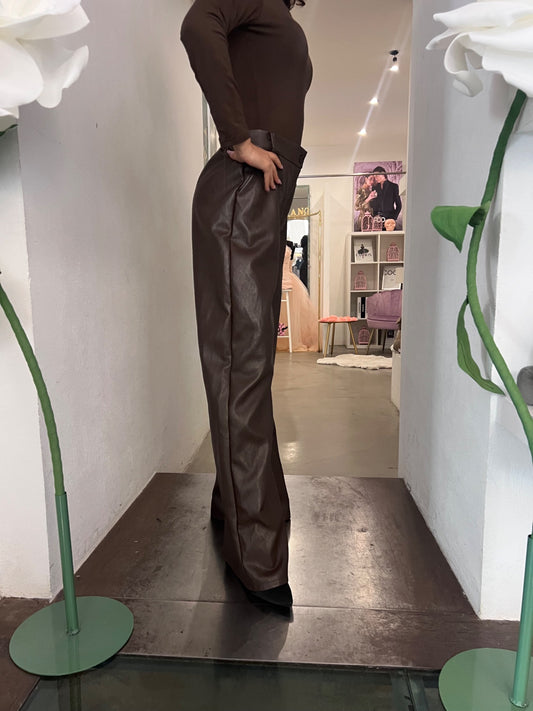 Pantalone Ecopelle - Cioccolato / Nero