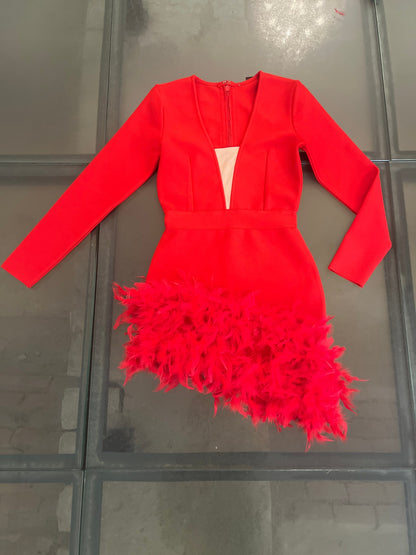 Nueva Vida - Abito Scollo V Piume