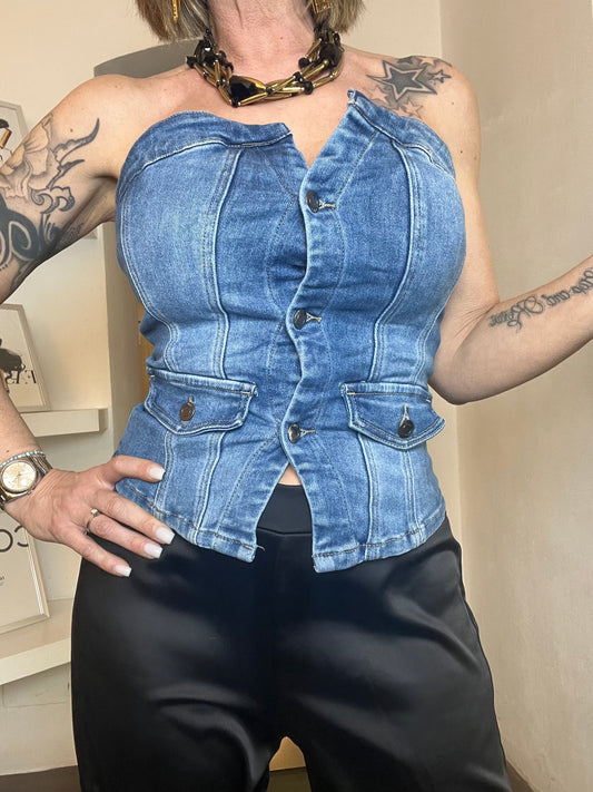 Nueva Vida - Top Elasticizzato In Jeans