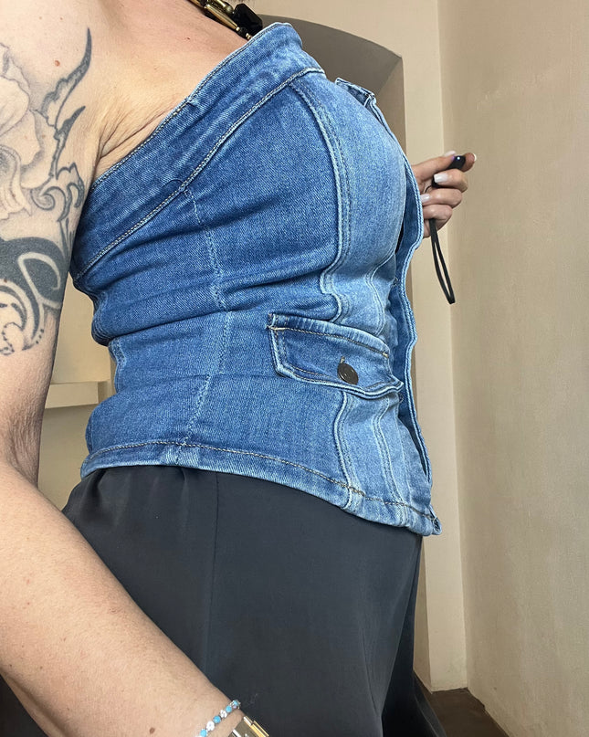 Nueva Vida - Top Elasticizzato In Jeans - F88