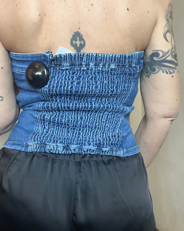 Nueva Vida - Top Elasticizzato In Jeans - F88