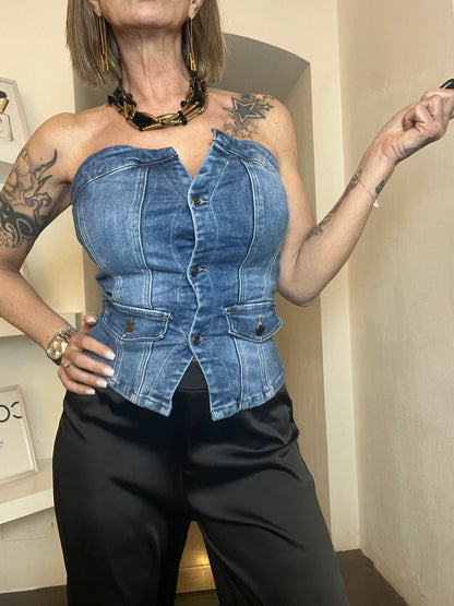 Nueva Vida - Top Elasticizzato In Jeans