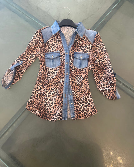 Nueva Vida - Camicia Animalier Jeans - 8820