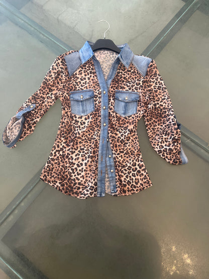 Nueva Vida - Camicia Animalier Jeans