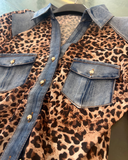 Nueva Vida - Camicia Animalier Jeans - 8820