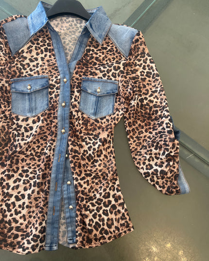 Nueva Vida - Camicia Animalier Jeans - 8820