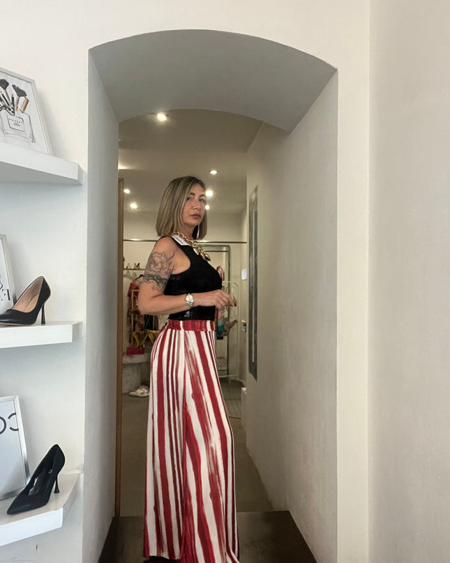 Nueva Vida - Palazzo Rigato Rosso - IN9044 PANTALONE