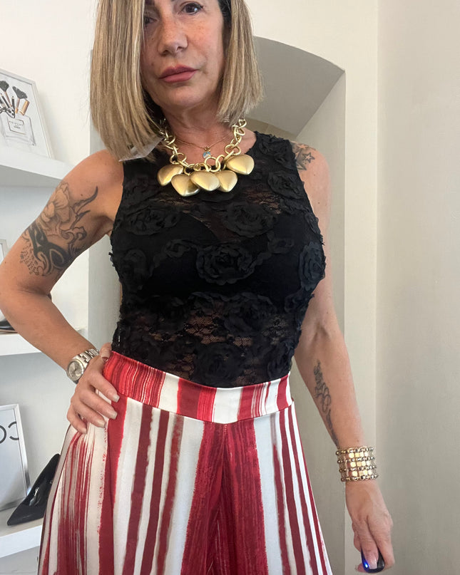 Nueva Vida - Palazzo Rigato Rosso - IN9044 PANTALONE