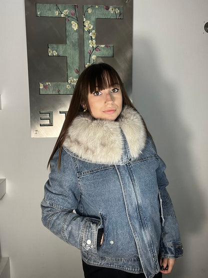 Nueva Vida - Giacca Jeans Piu Pelliccia Perla