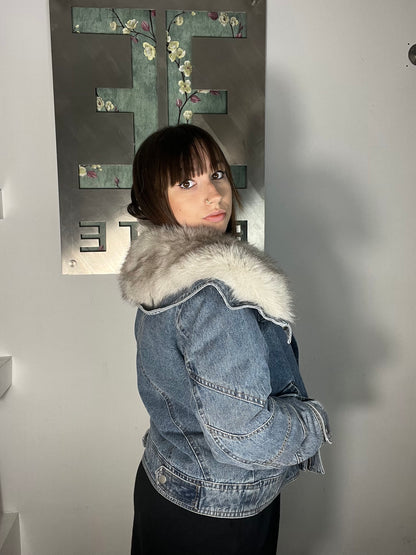 Nueva Vida - Giacca Jeans Piu Pelliccia Perla