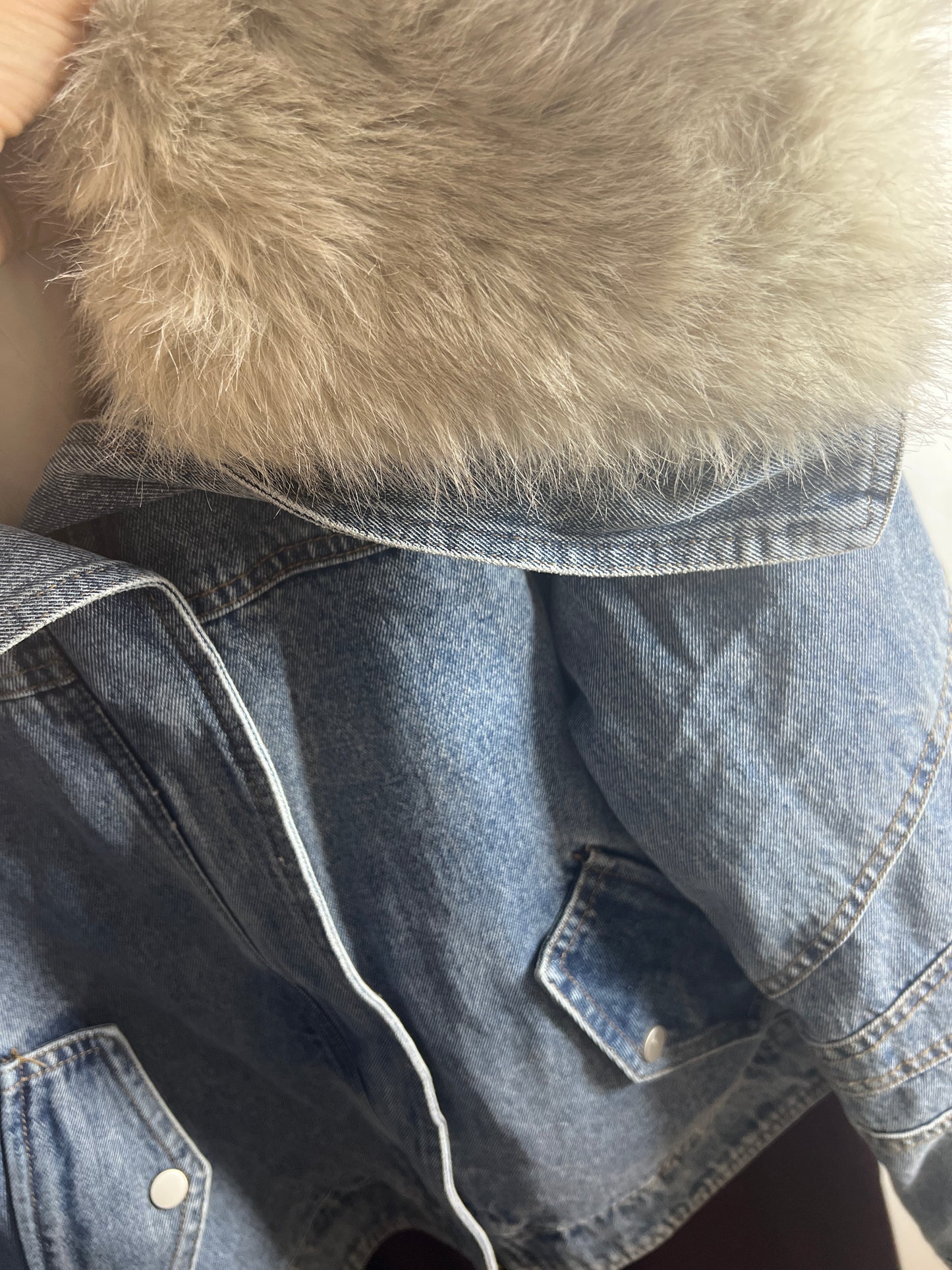 Nueva Vida - Giacca Jeans Piu Pelliccia Perla