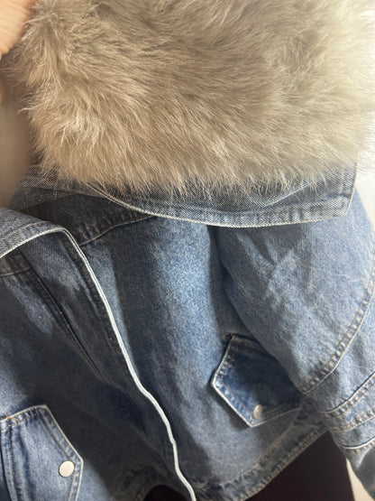 Nueva Vida - Giacca Jeans Piu Pelliccia Perla