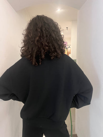 Felpa Zip - Nero / Burro