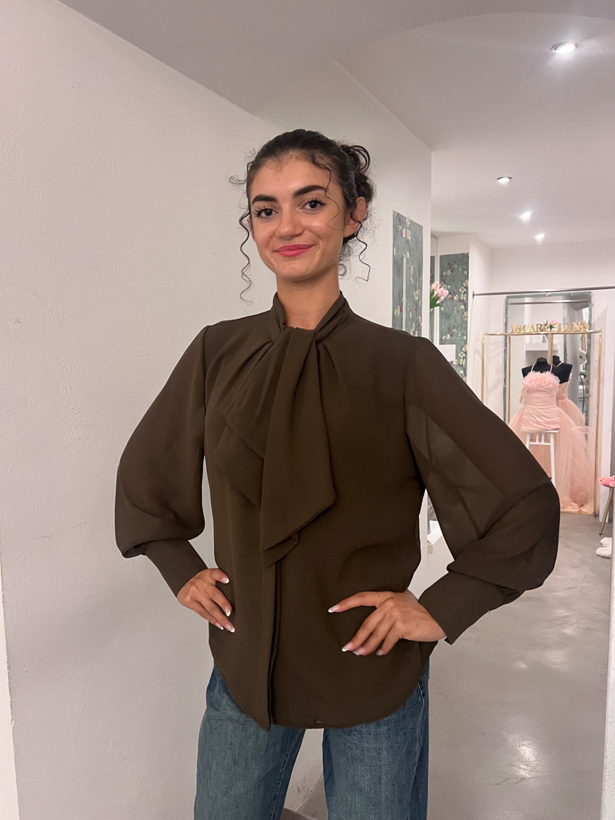 Camicia Gianna - Cioccolato / Bianco
