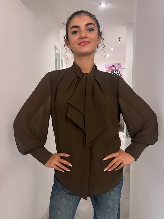Camicia Gianna - Cioccolato / Bianco