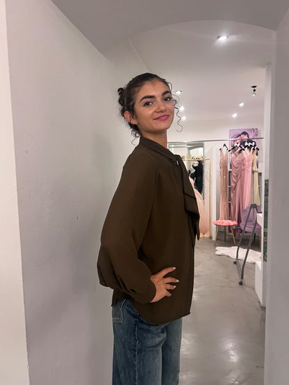 Camicia Gianna - Cioccolato / Bianco