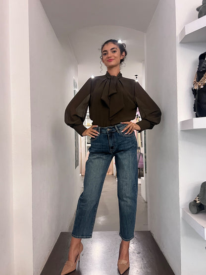 Camicia Gianna - Cioccolato / Bianco