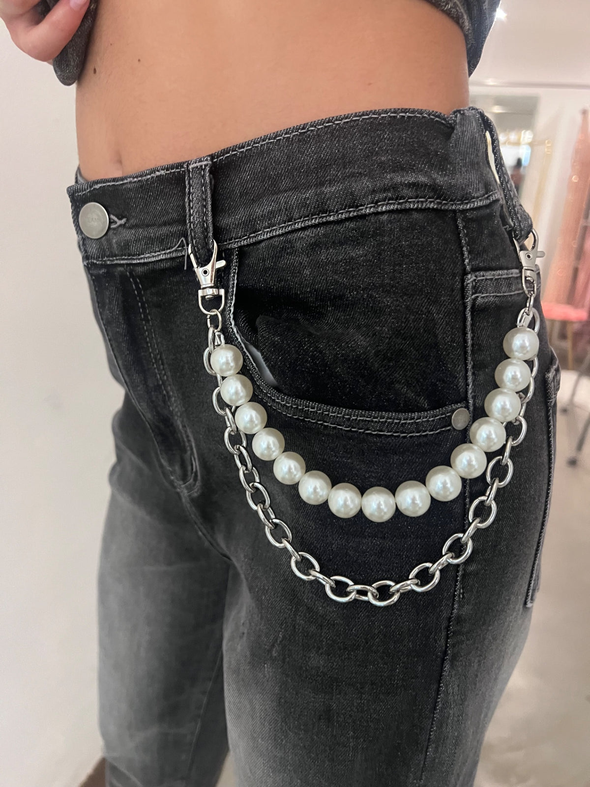 Jeans Mom Fit Catena - Stone Wash / Grigio