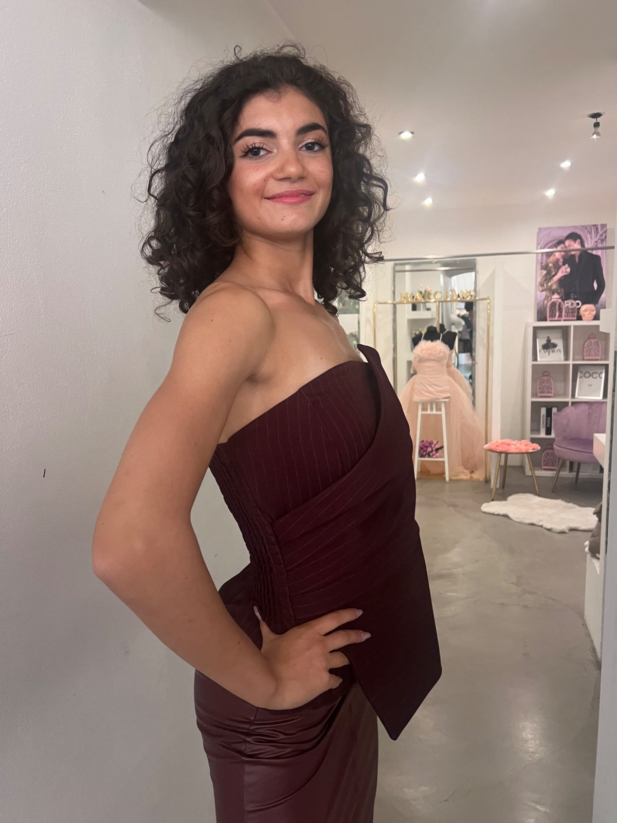 Top Fascia Gessato Zaira - Cioccolato / Bordeaux