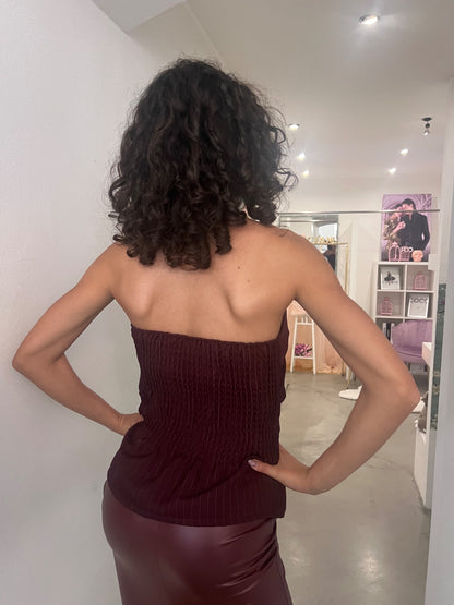 Top Fascia Gessato Zaira - Cioccolato / Bordeaux