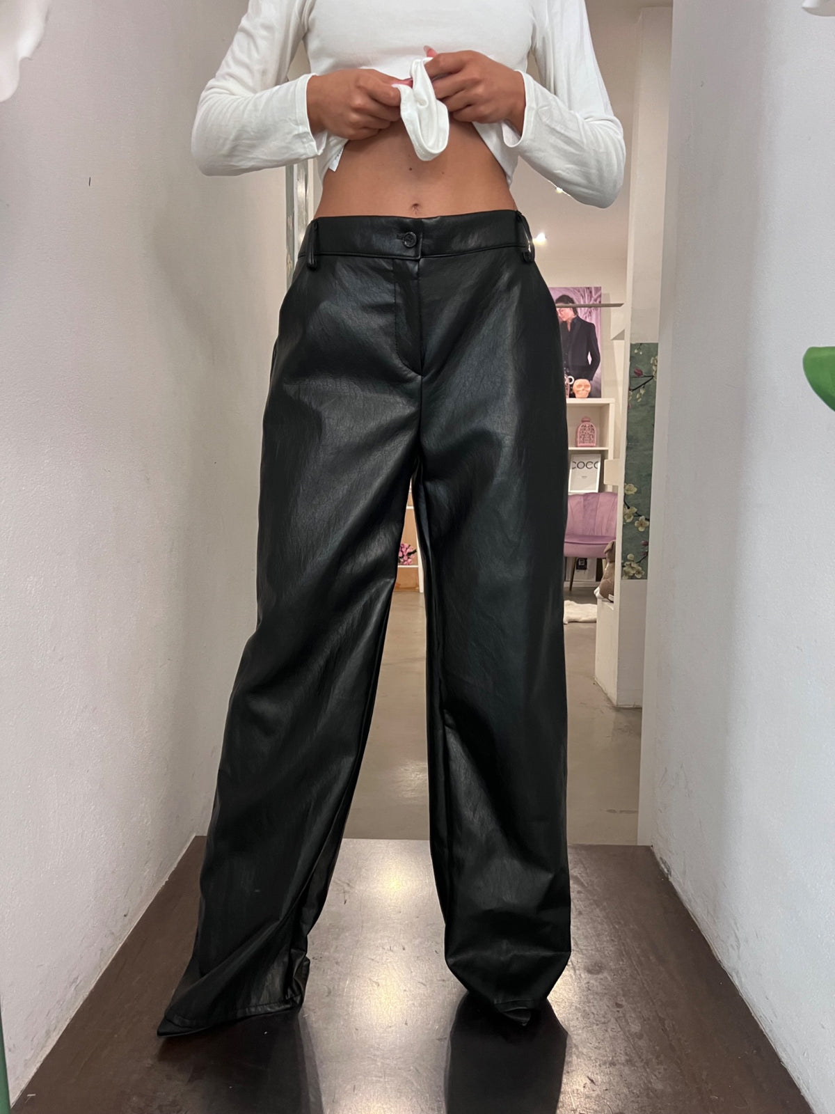 Pantalone Ecopelle - Cioccolato / Nero