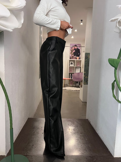 Pantalone Ecopelle - Cioccolato / Nero