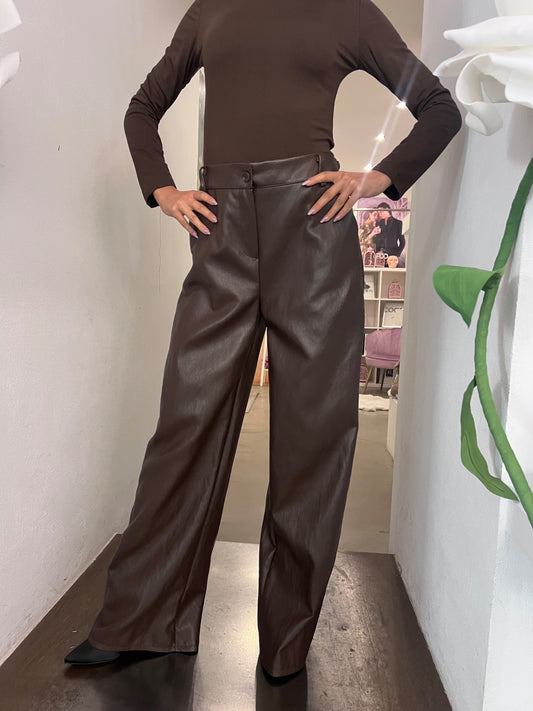 Pantalone Ecopelle - Cioccolato / Nero