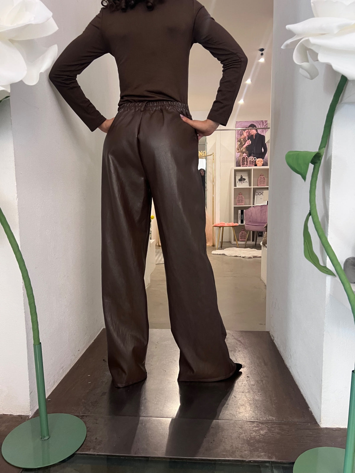 Pantalone Ecopelle - Cioccolato / Nero