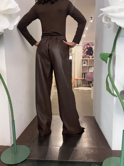 Pantalone Ecopelle - Cioccolato / Nero